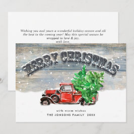 レトロヴィンテージレッドファームトラッククリスマスグリーティング シーズンカード