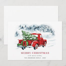 レトロヴィンテージレッドファームトラッククリスマスグリーティング シーズンカード