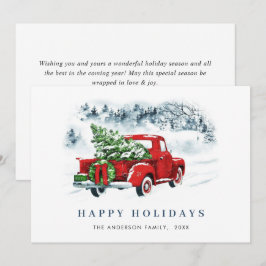 レトロヴィンテージレッドファームトラッククリスマスグリーティング シーズンカード