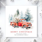 レトロヴィンテージレッドファームトラッククリスマスグリーティング シーズンカード