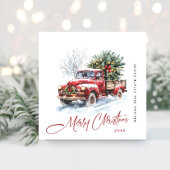 レトロヴィンテージレッドファームトラッククリスマスグリーティング シーズンカード