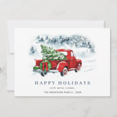レトロヴィンテージレッドファームトラッククリスマスグリーティング シーズンカード (正面)
