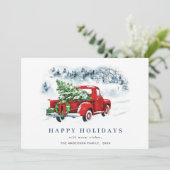 レトロヴィンテージレッドファームトラッククリスマスグリーティング シーズンカード (スタンド正面)