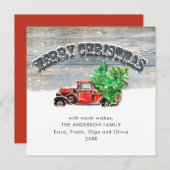 レトロヴィンテージレッドファームトラッククリスマスグリーティング シーズンカード (正面/裏面)