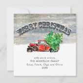 レトロヴィンテージレッドファームトラッククリスマスグリーティング シーズンカード (正面)