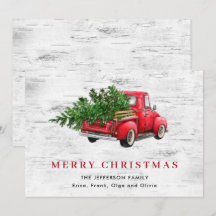 レトロヴィンテージレッドファームトラッククリスマスツリーボホ