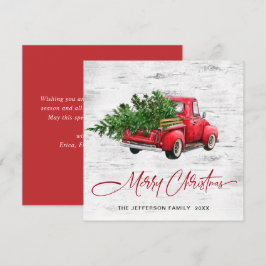 レトロヴィンテージレッドファームトラッククリスマスツリー シーズンカード
