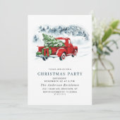 レトロヴィンテージレッドファームトラッククリスマスパーティー 招待状 (スタンド正面)