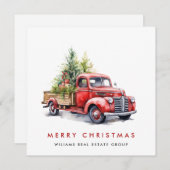 レトロヴィンテージレッドファームトラッククリスマス企業の シーズンカード (正面/裏面)