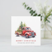 レトロヴィンテージレッドファームトラッククリスマス企業の シーズンカード (スタンド正面)