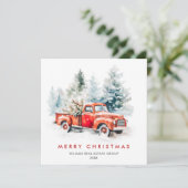 レトロヴィンテージレッドファームトラッククリスマス企業の シーズンカード (スタンド正面)