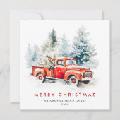 レトロヴィンテージレッドファームトラッククリスマス企業の シーズンカード (正面)