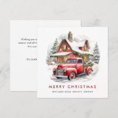 レトロヴィンテージレッドファームトラッククリスマス企業の シーズンカード (正面/裏面)