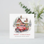 レトロヴィンテージレッドファームトラッククリスマス企業の シーズンカード (スタンド正面)