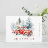 レトロヴィンテージレッドファームトラッククリスマス企業の シーズンカード (スタンド正面)