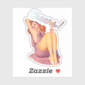 レトロヴィンテージレッドヘッドピンアップガールとカクテル シール (シート)