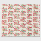 レトロヴィンテージレッドメリークリスマスウォーター色Typo ラッピングペーパー (フラット)