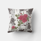 レトロヴィンテージレッドローズシームレスパターン水玉模様 クッション (裏面)