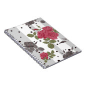 レトロヴィンテージレッドローズシームレスパターン水玉模様 ノートブック (右側)