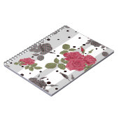 レトロヴィンテージレッドローズシームレスパターン水玉模様 ノートブック (左側)