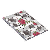 レトロヴィンテージレッドローズシームレスパターン水玉模様 ノートブック (右側)