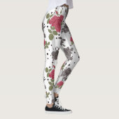レトロヴィンテージレッドローズシームレスパターン水玉模様 レギンス (右)