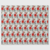 レトロヴィンテージレディと犬タイルパーティー ラッピングペーパー (フラット)
