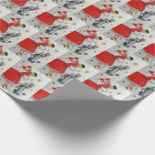 レトロヴィンテージレディと犬タイルパーティー ラッピングペーパー (角)