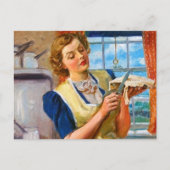 レトロヴィンテージレディベーキングパイ ポストカード (正面)