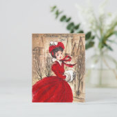 レトロヴィンテージレディークリスマス追加メッセージカード シーズンカード (スタンド正面)
