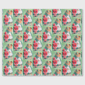 レトロヴィンテージレディーサンタパーティーラップ ラッピングペーパー (フラット)