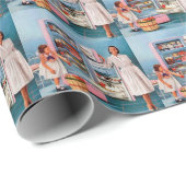 レトロヴィンテージレディータイルパーティー ラッピングペーパー (ロールコーナー)