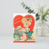 レトロヴィンテージレディーバレンタインホリデーポストカード シーズンポストカード (スタンド正面)