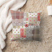 レトロヴィンテージレースプライ市松模様にドパッチワークボー クッション (ブランケット)