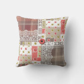 レトロヴィンテージレースプライ市松模様にドパッチワークボー クッション (裏面)