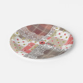 レトロヴィンテージレースプライ市松模様にドパッチワークボー ペーパープレート (アングル)