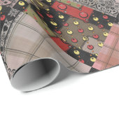 レトロヴィンテージレースプライ市松模様にドパッチワークボー ラッピングペーパー (ロールコーナー)