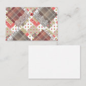 レトロヴィンテージレースプライ市松模様にドパッチワークボー 名刺 (正面/裏面)