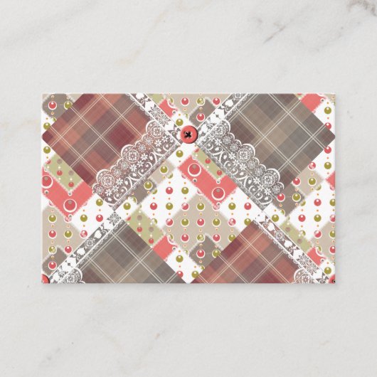 レトロヴィンテージレースプライ市松模様にドパッチワークボー 名刺 (正面)