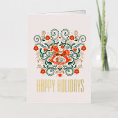 レトロヴィンテージロッキングホースのクリスマス 箔シーズンカード (正面)