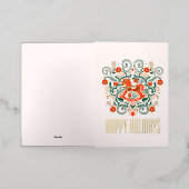 レトロヴィンテージロッキングホースのクリスマス 箔シーズンカード (外側レイダウン)