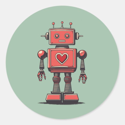 レトロヴィンテージロボット ラウンドシール (正面)