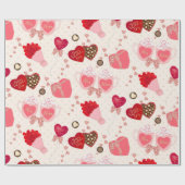 レトロヴィンテージヴァレンティヌデイチョコレートハート ラッピングペーパー (フラット)
