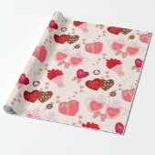 レトロヴィンテージヴァレンティヌデイチョコレートハート ラッピングペーパー (アンロールド)