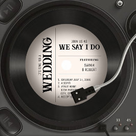レトロヴィンテージヴィネットビニール結婚レコード 招待状