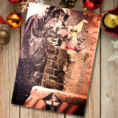 レトロヴィンテージ不気味なクリスマスサンタクロースオンルーフ シーズンカード