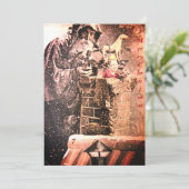 レトロヴィンテージ不気味なクリスマスサンタクロースオンルーフ シーズンカード (スタンド正面)