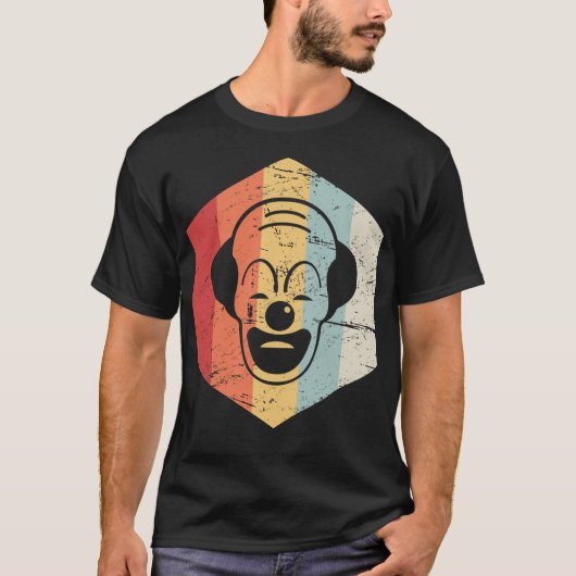 レトロヴィンテージ不気味ピエロアイコン Tシャツ (正面)