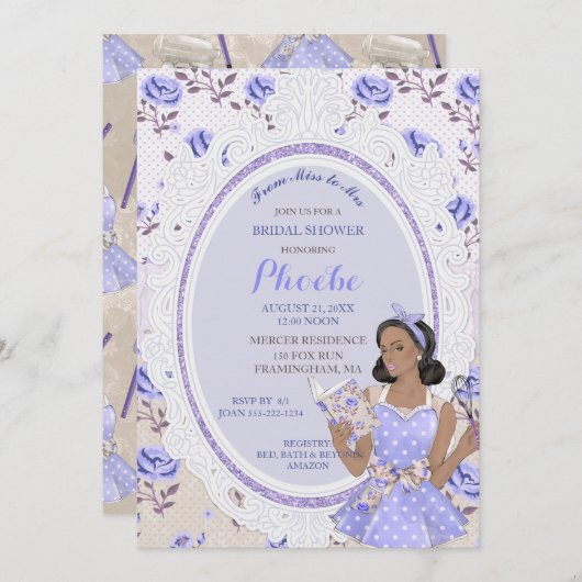 レトロヴィンテージ主婦50のブライダルシャワーエスニック 招待状 (正面/裏面)