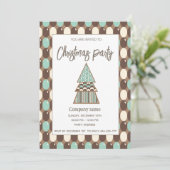 レトロヴィンテージ企業のクリスマスパーティの招待状 招待状 (スタンド正面)